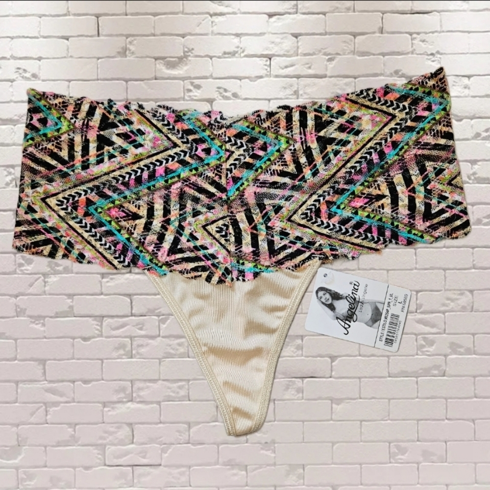 NWT/ Angelina Colorful Geometric Patterned Thong